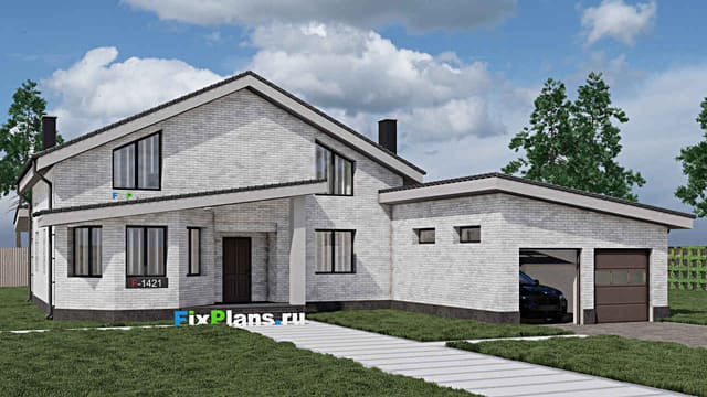 Одноэтажный дом с мансардой  F - 1421