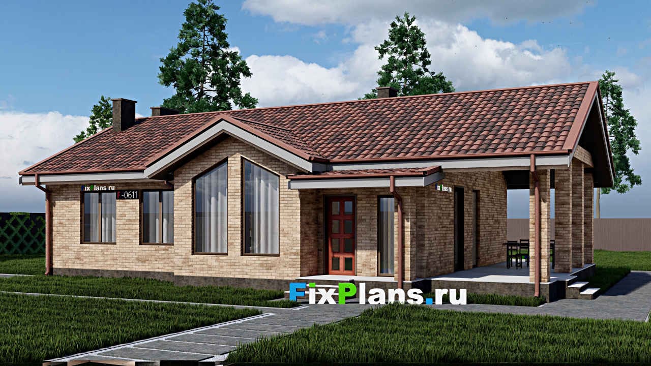 Одноэтажный дом F - 0611 — фасад