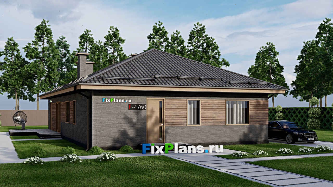 Одноэтажный дом F-4760 — фасад