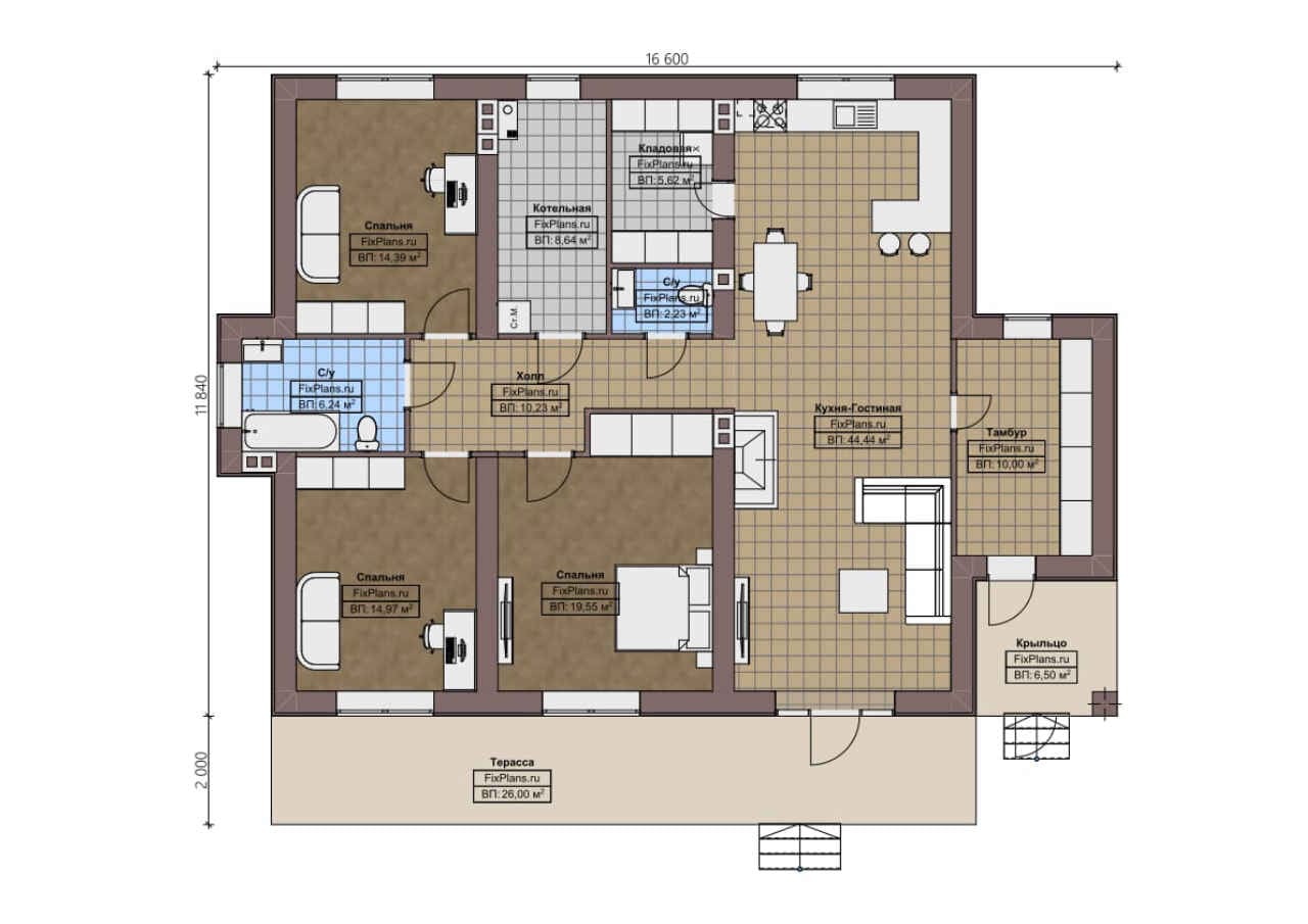 Планировка Одноэтажный дом F - 1511